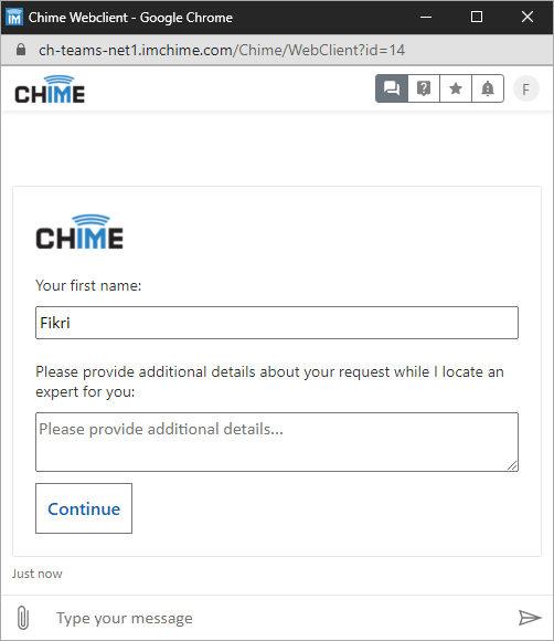 Guest pre-chat form